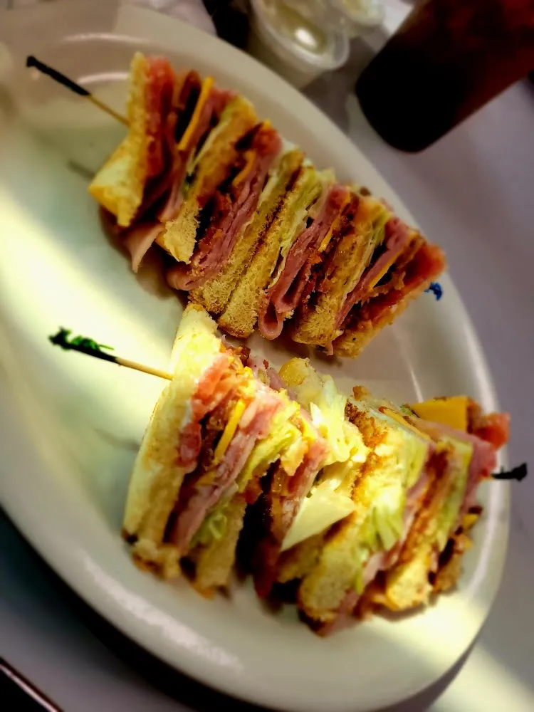 Ham and Cheese Club Sandwich with Bacon